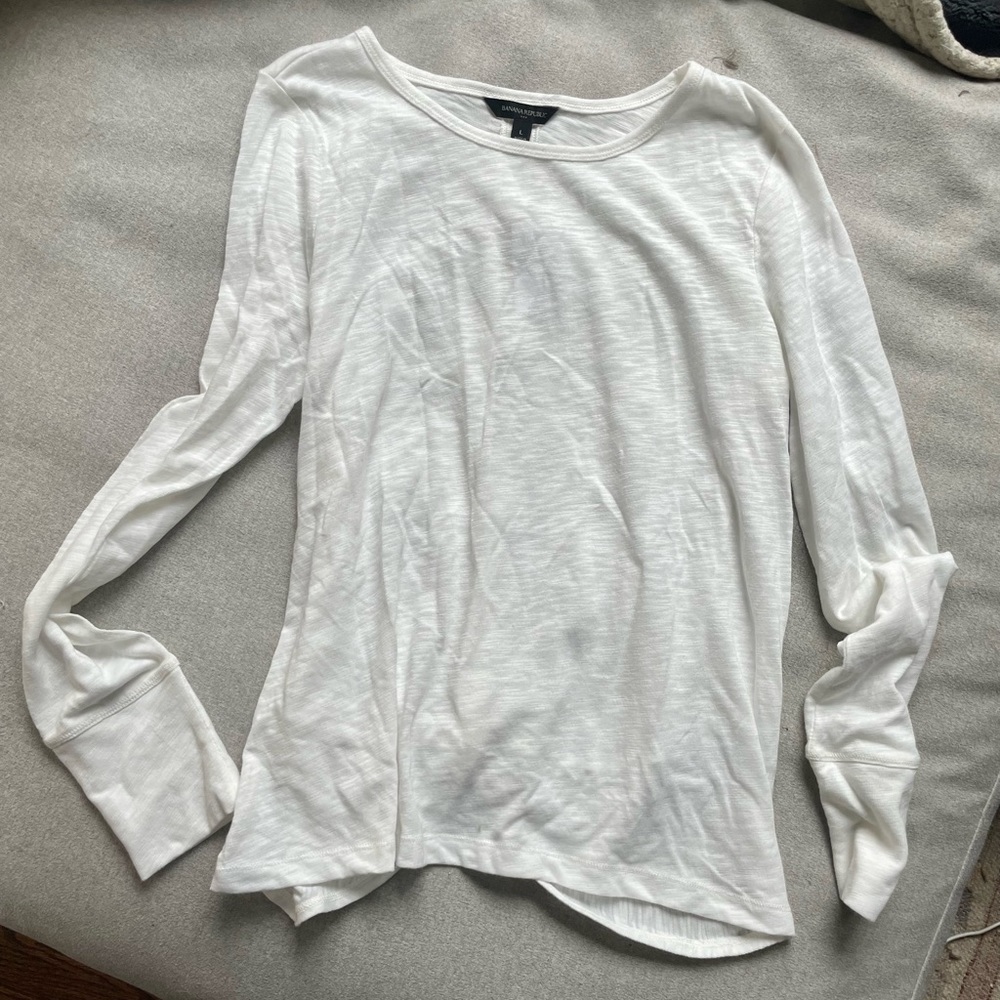 NWT Banana Republic open back long sleeve shirt, white, size L